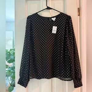 J Crew Black and Gold Dot Women's Top size M